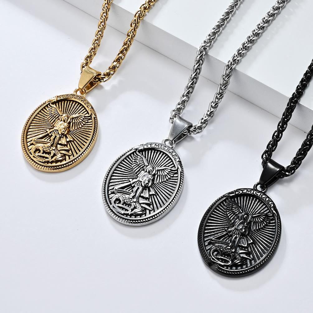 Christianartworkshop Classic Style Saint Michael Archangel Ephesians 6:10 Pendant Necklace - image 1