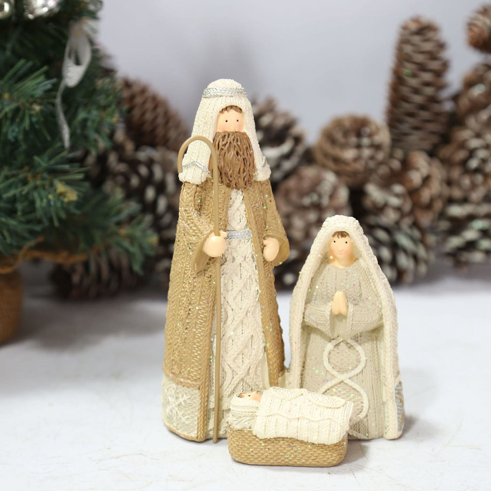 Christianartworkshop Classic Style Resin Knit-Effect Holy Family Figurine Desktop Decorations Ornament - image 2