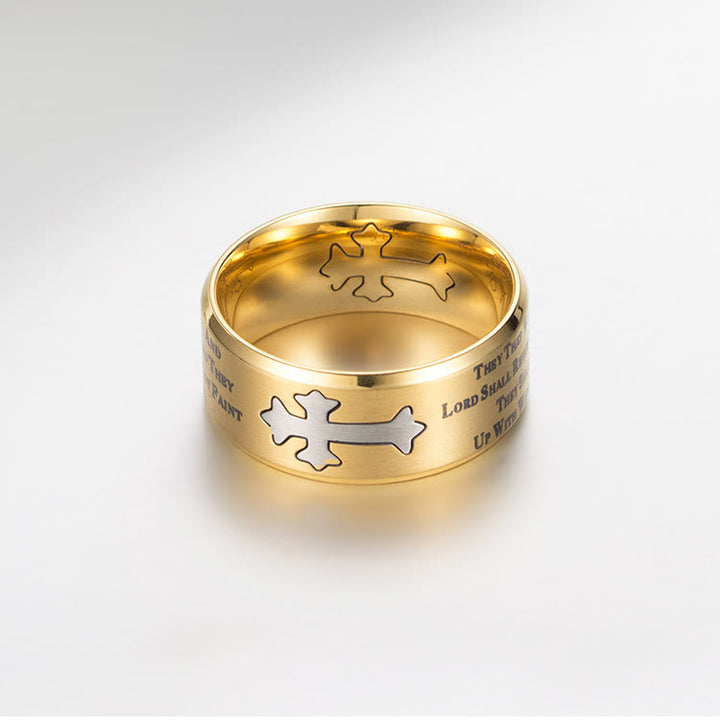 Christianartworkshop Modern Style Engraved Faith Strength Cross Ring - image 1