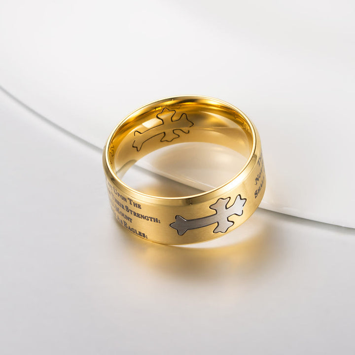 Christianartworkshop Modern Style Engraved Faith Strength Cross Ring - image 3