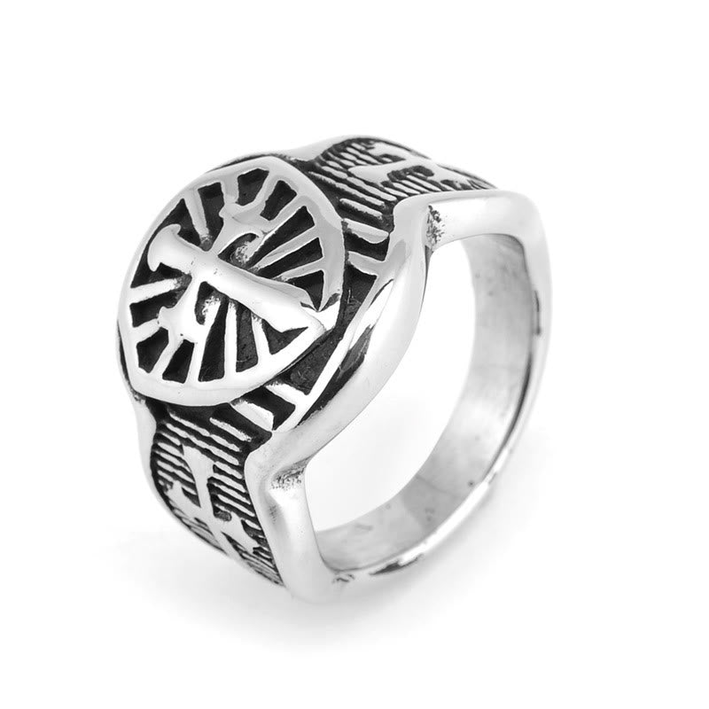 Christianartworkshop Modern Style Shield Cross Divine Protection Ring - Silver - US13 - image 2