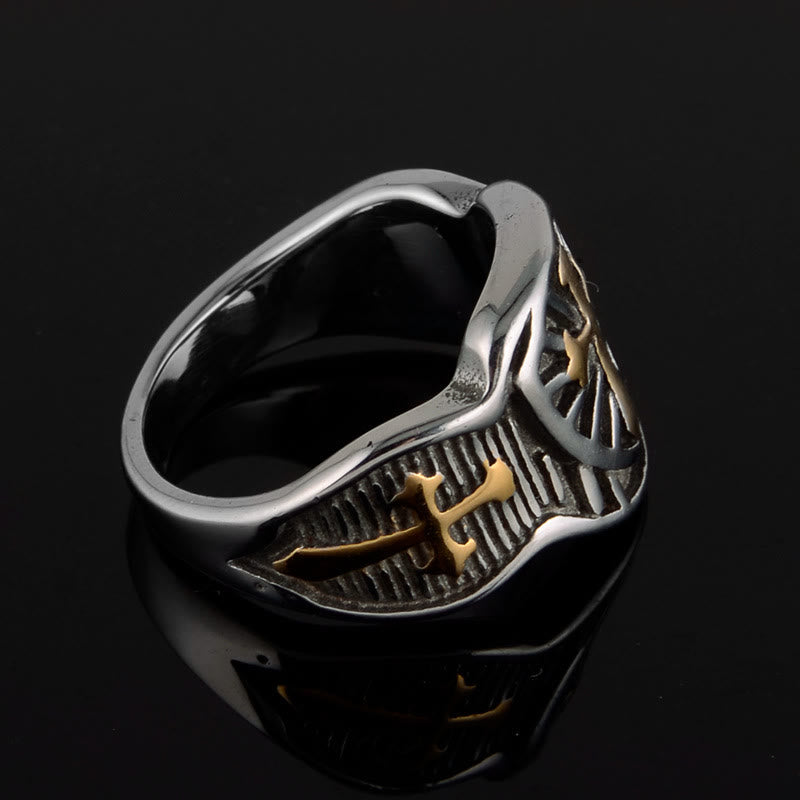 Christianartworkshop Modern Style Shield Cross Divine Protection Ring - image 5