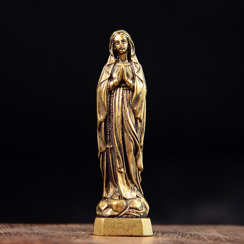 Christianartworkshop Classic Style Exquisite Brass Our Lady Pray For Us Virgin Mary Statue Ornament - Our Lady Pray For Us - image 0