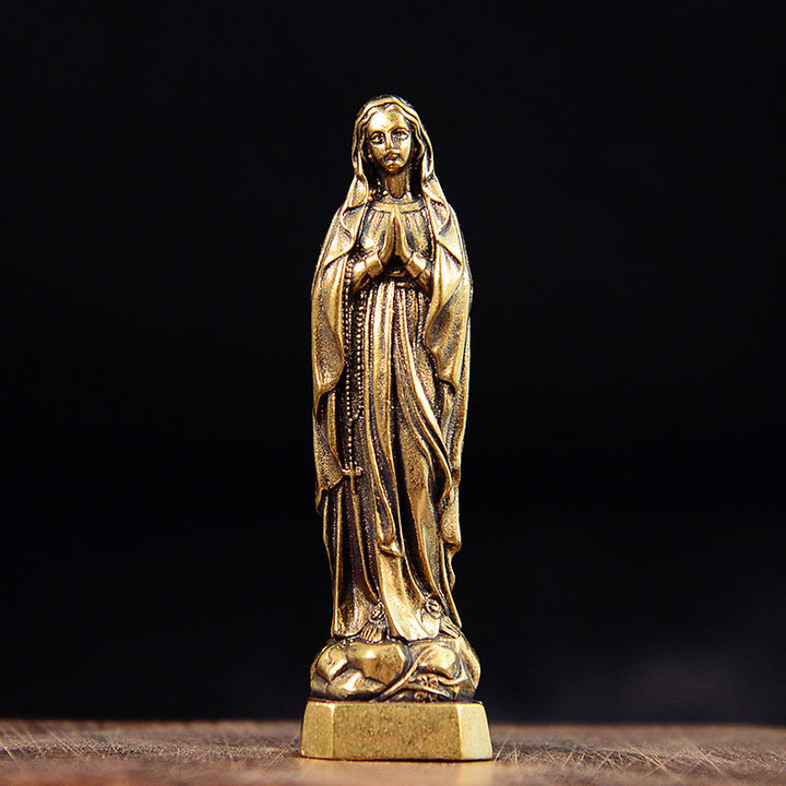 Christianartworkshop Classic Style Exquisite Brass Our Lady Pray For Us Virgin Mary Statue Ornament - Our Lady Pray For Us - image 0