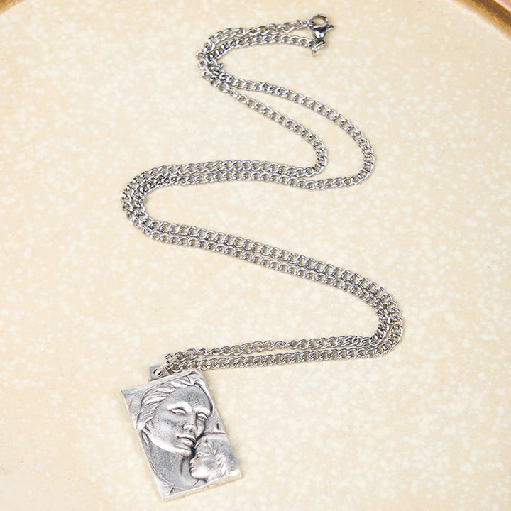 Christianartworkshop Classic Style Madonna And Child Crafted Embossed Amulet Pendant Necklace - image 3