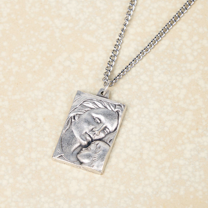 Christianartworkshop Classic Style Madonna And Child Crafted Embossed Amulet Pendant Necklace - Madonna and Child - image 1