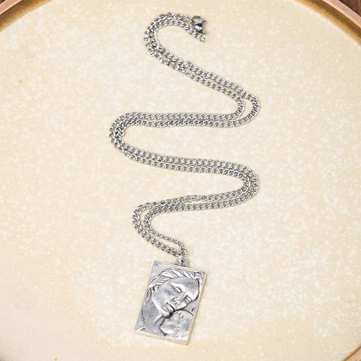 Christianartworkshop Classic Style Madonna And Child Crafted Embossed Amulet Pendant Necklace - image 4