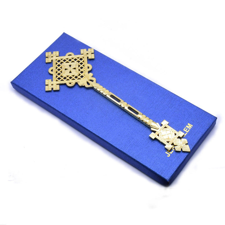 Christianartworkshop Classic Style Intricate Geometric Pattern Blessing Hand Cross - Golden - image 1