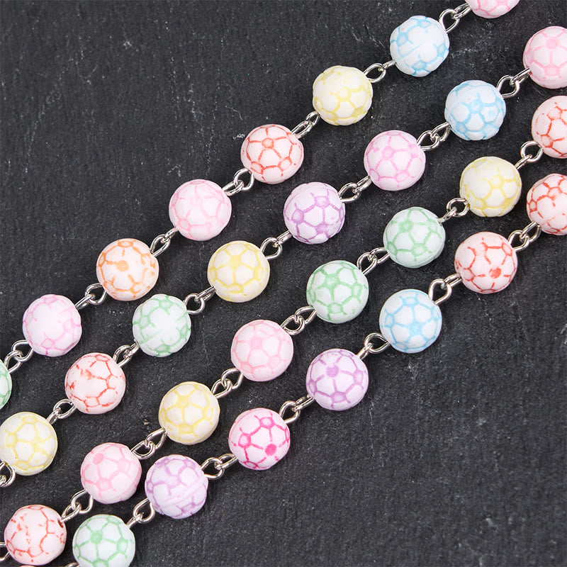 Christianartworkshop Virgin Mary & Crucifix of 8 mm Round Multicolor Polymer Clay Alloy Chain Rosary - image 6