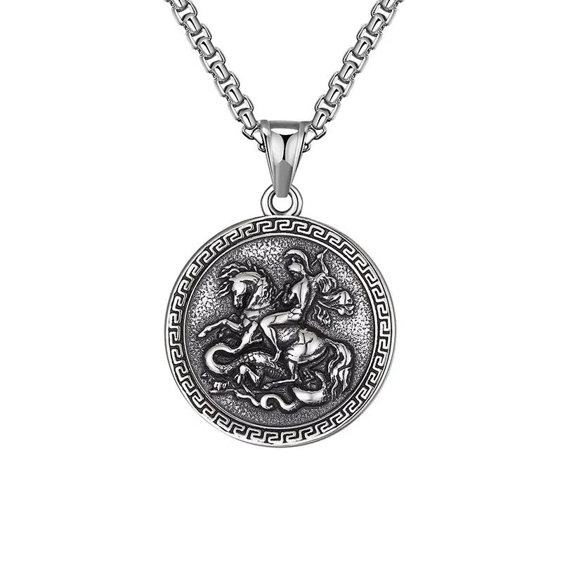 Christianartworkshop Classic Style St. George Dragon Slayer Pendant Necklace - St. George Dragon Slayer - image 1