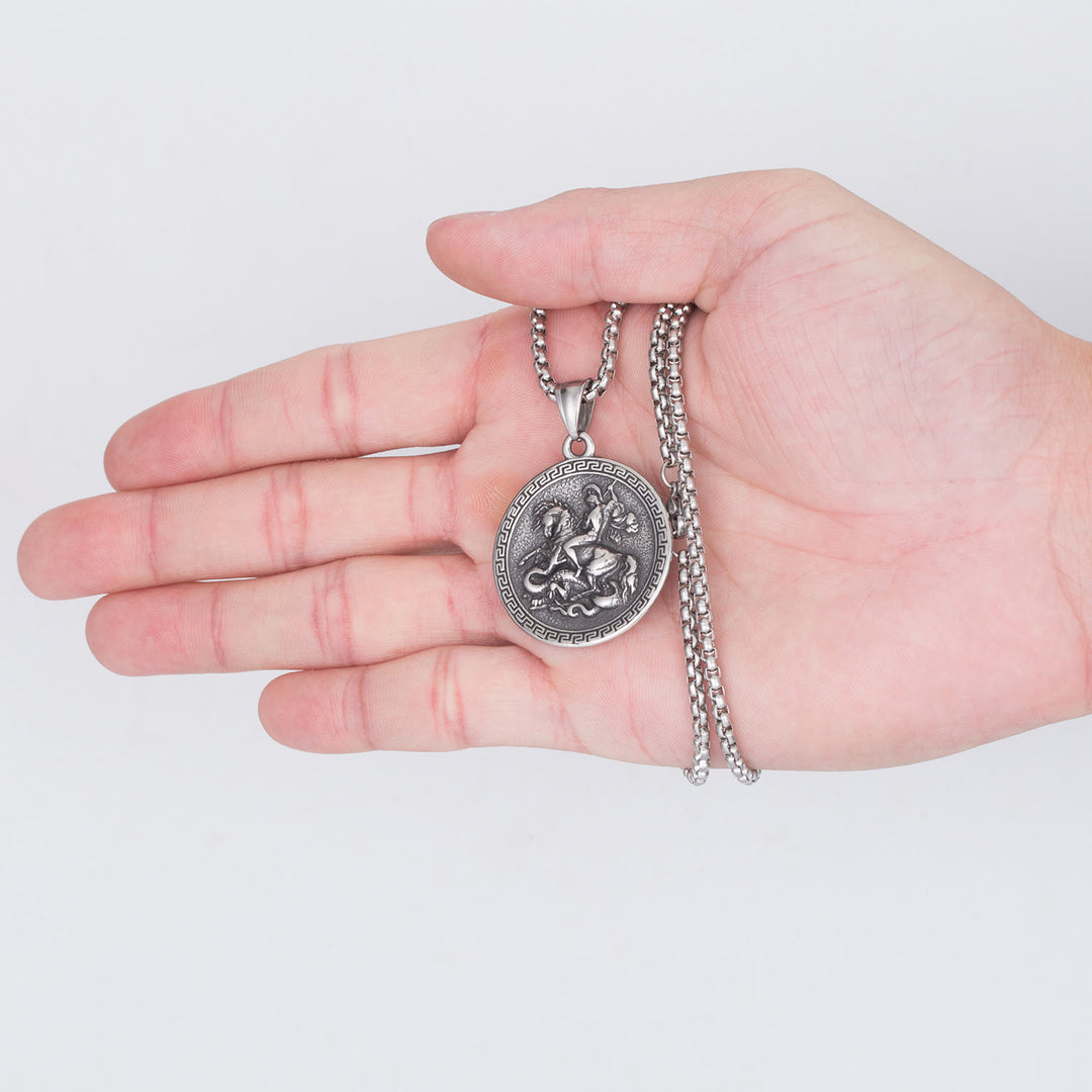 Christianartworkshop Classic Style St. George Dragon Slayer Pendant Necklace - image 2