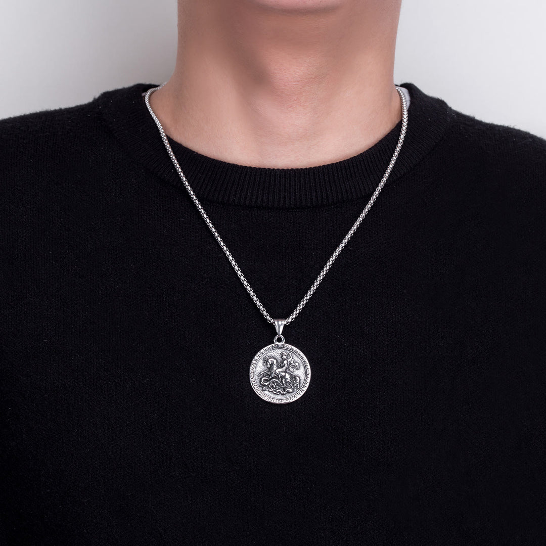 Christianartworkshop Classic Style St. George Dragon Slayer Pendant Necklace - image 3
