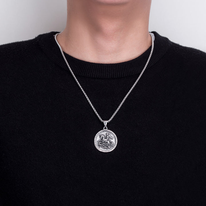 Christianartworkshop Classic Style St. George Dragon Slayer Pendant Necklace - image 3