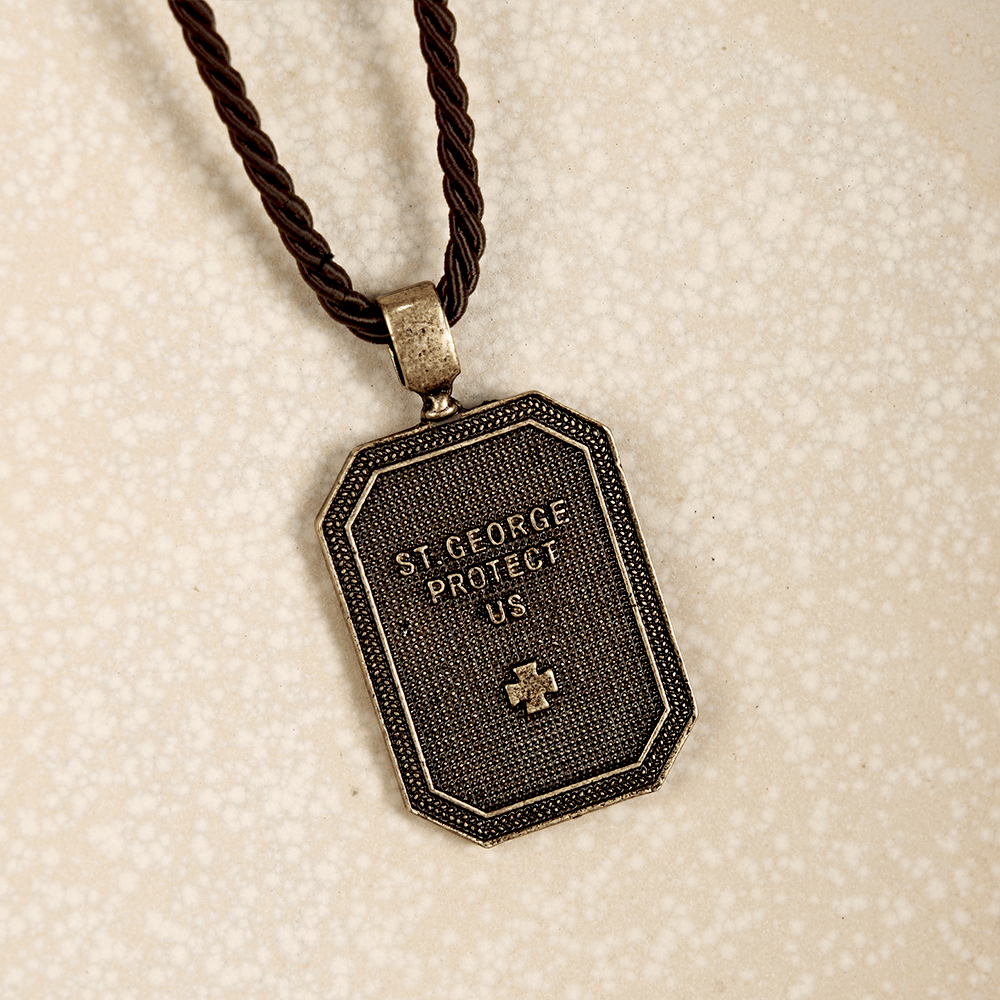 Christianartworkshop Classic Style Saint George and the Dragon Pendant Protection Prayer Necklace - image 5