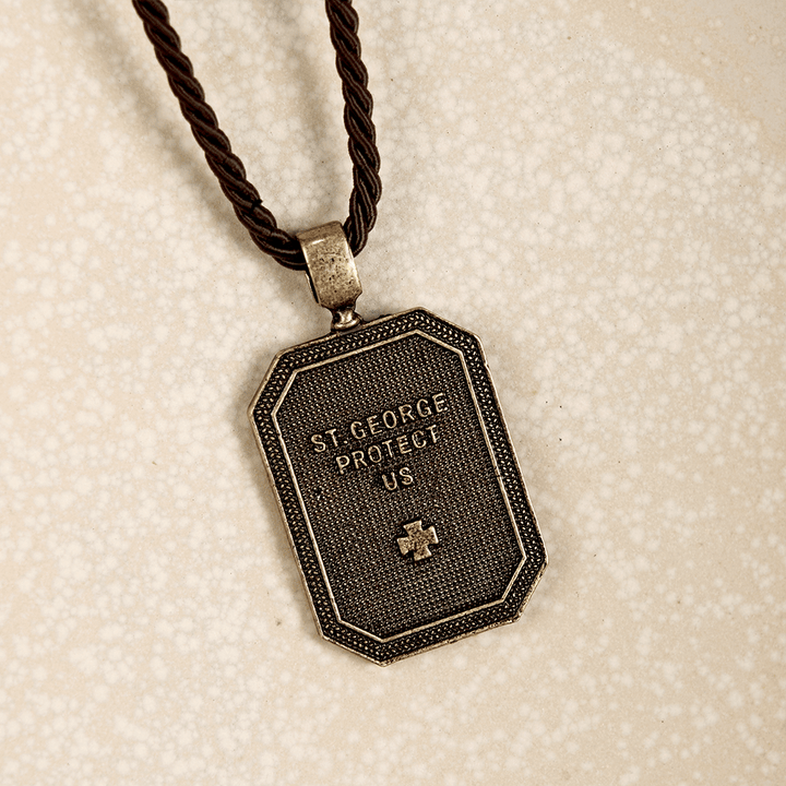 Christianartworkshop Classic Style Saint George and the Dragon Pendant Protection Prayer Necklace - image 5
