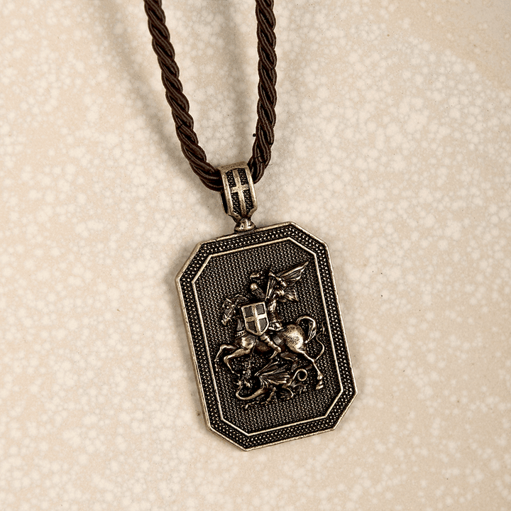 Christianartworkshop Classic Style Saint George and the Dragon Pendant Protection Prayer Necklace - image 3