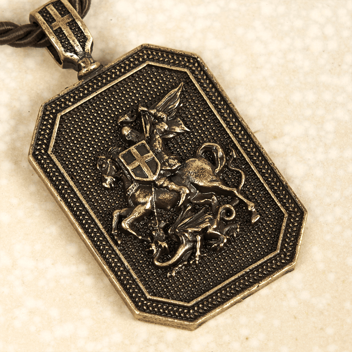 Christianartworkshop Classic Style Saint George and the Dragon Pendant Protection Prayer Necklace - image 4