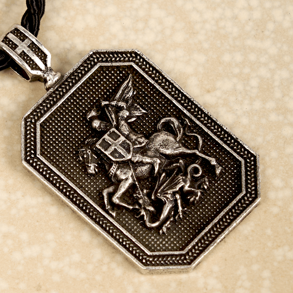 Christianartworkshop Classic Style Saint George and the Dragon Pendant Protection Prayer Necklace - image 7