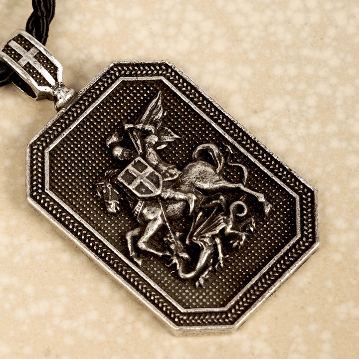 Christianartworkshop Classic Style Saint George and the Dragon Pendant Protection Prayer Necklace - image 7