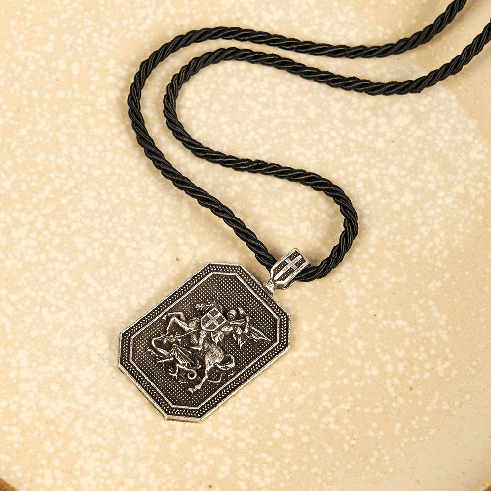 Christianartworkshop Classic Style Saint George and the Dragon Pendant Protection Prayer Necklace - image 10