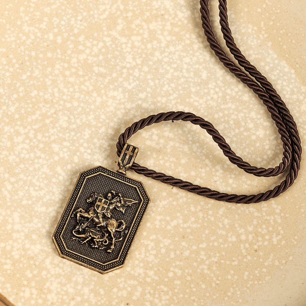 Christianartworkshop Classic Style Saint George and the Dragon Pendant Protection Prayer Necklace - image 6