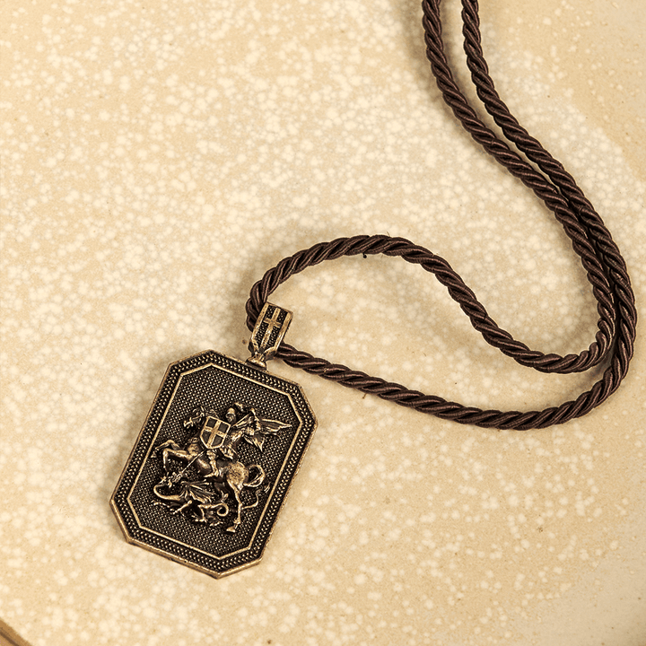 Christianartworkshop Classic Style Saint George and the Dragon Pendant Protection Prayer Necklace - image 6