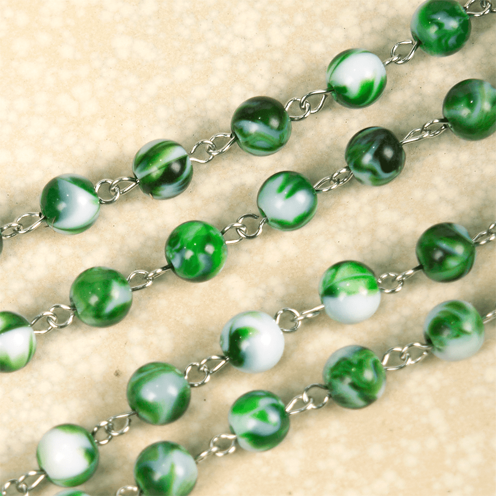 Christianartworkshop Saint Jude Thaddeus & Crucifix of 8 mm Round Green Acrylic Alloy Chain Rosary - image 5