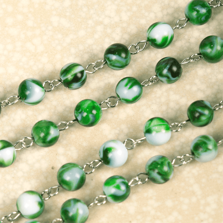 Christianartworkshop Saint Jude Thaddeus & Crucifix of 8 mm Round Green Acrylic Alloy Chain Rosary - image 5