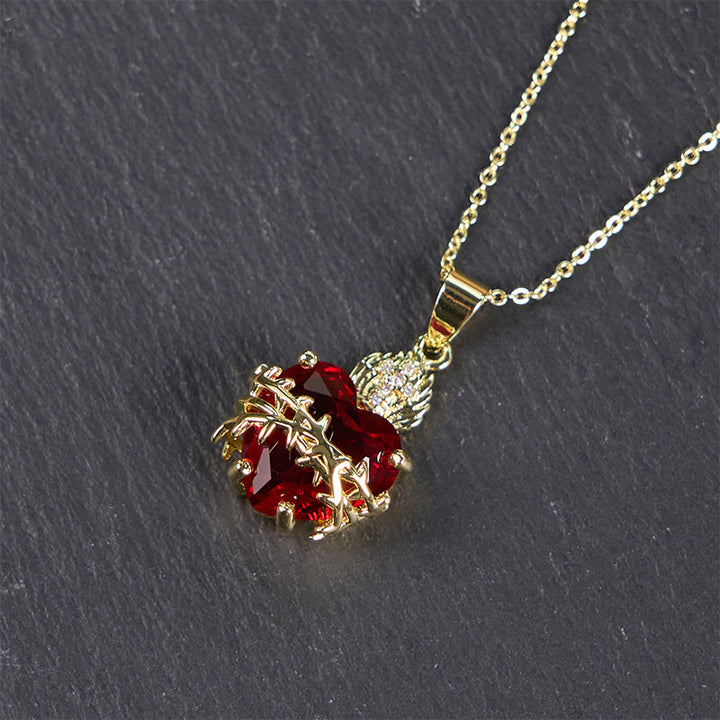 Christianartworkshop Modern Style Crafted Red Gemstones Sacred Heart of Jesus Pendant Necklace - image 7