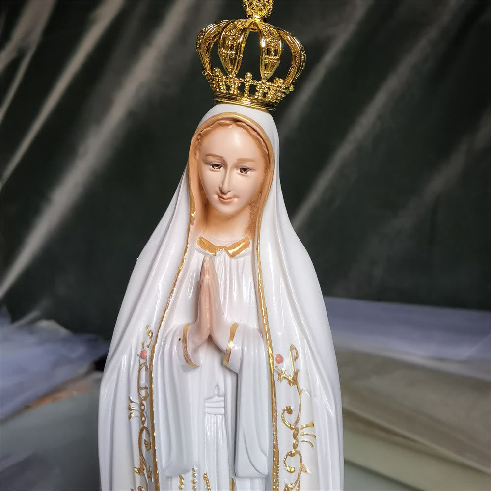 Christianartworkshop Classic Style Golden Crown Our Lady of Fatima Desktop Decorations Ornament - image 1