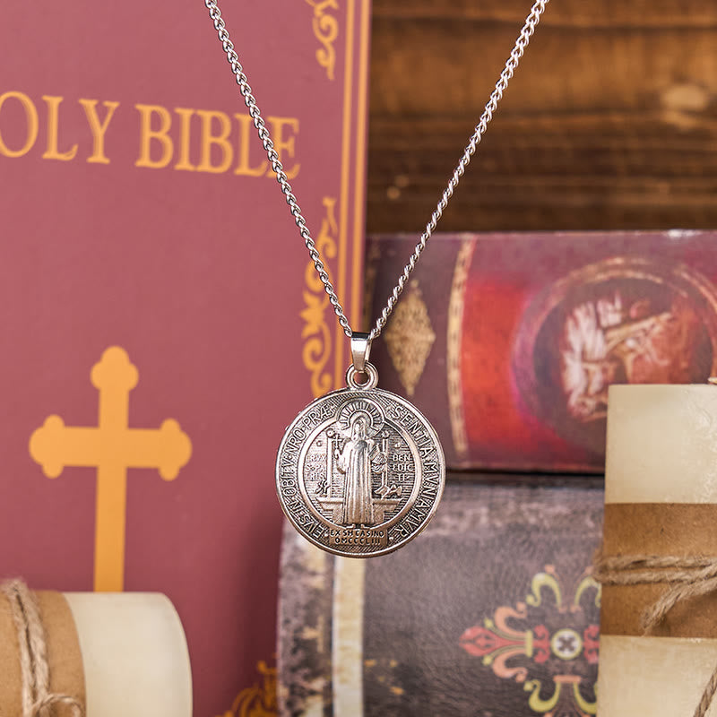 Christianartworkshop Classic Style Crafted St. Benedict Symbol Pendant Necklace(3 color) - Silver - image 6