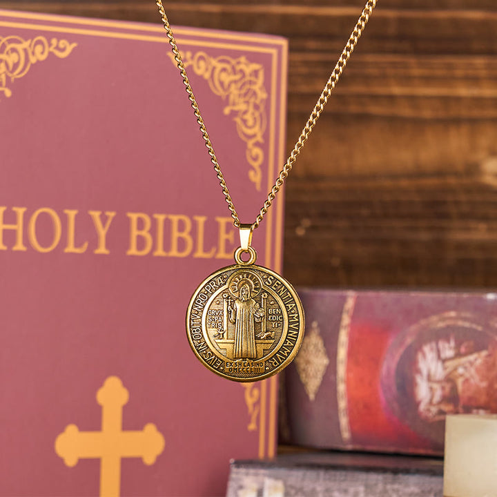 Christianartworkshop Classic Style Crafted St. Benedict Symbol Pendant Necklace(3 color) - Golden - image 4