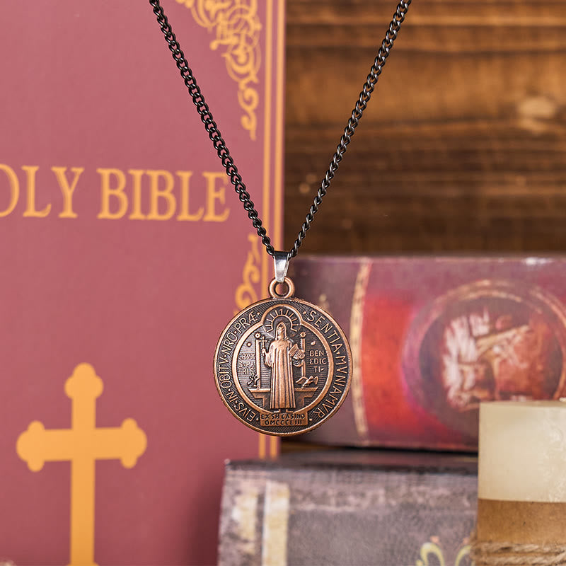 Christianartworkshop Classic Style Crafted St. Benedict Symbol Pendant Necklace(3 color) - Bronze - image 2