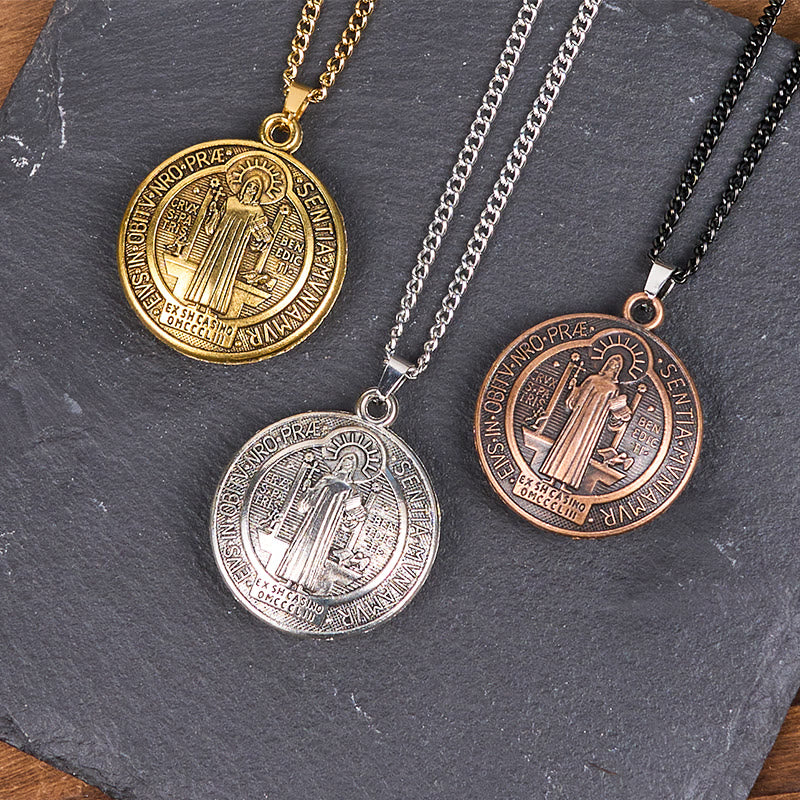 Christianartworkshop Classic Style Crafted St. Benedict Symbol Pendant Necklace(3 color) - image 1