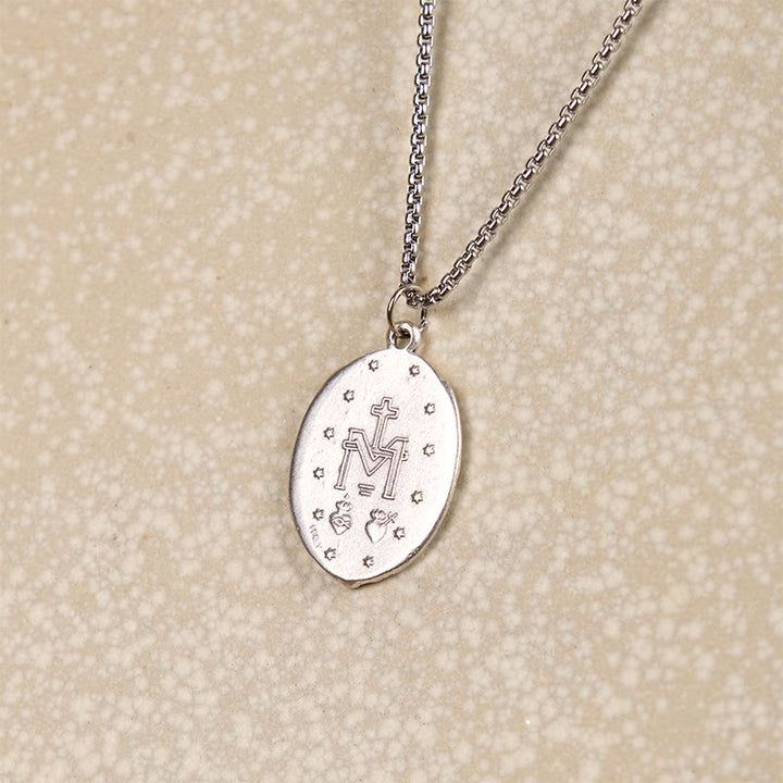 Christianartworkshop Classic Style Crafted Holy Miraculous Medal Enamel Relief Pendant Necklace - image 5