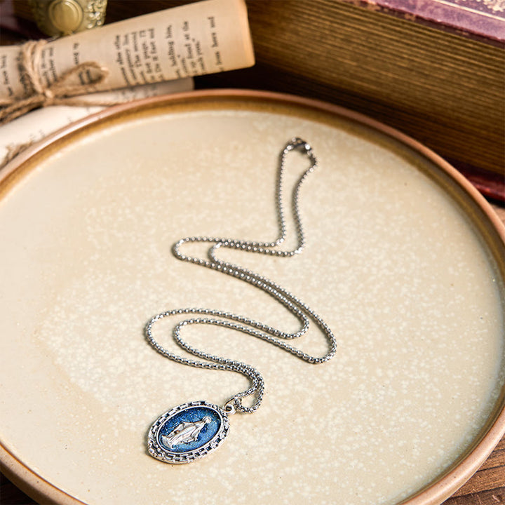 Christianartworkshop Classic Style Crafted Holy Miraculous Medal Enamel Relief Pendant Necklace - image 4