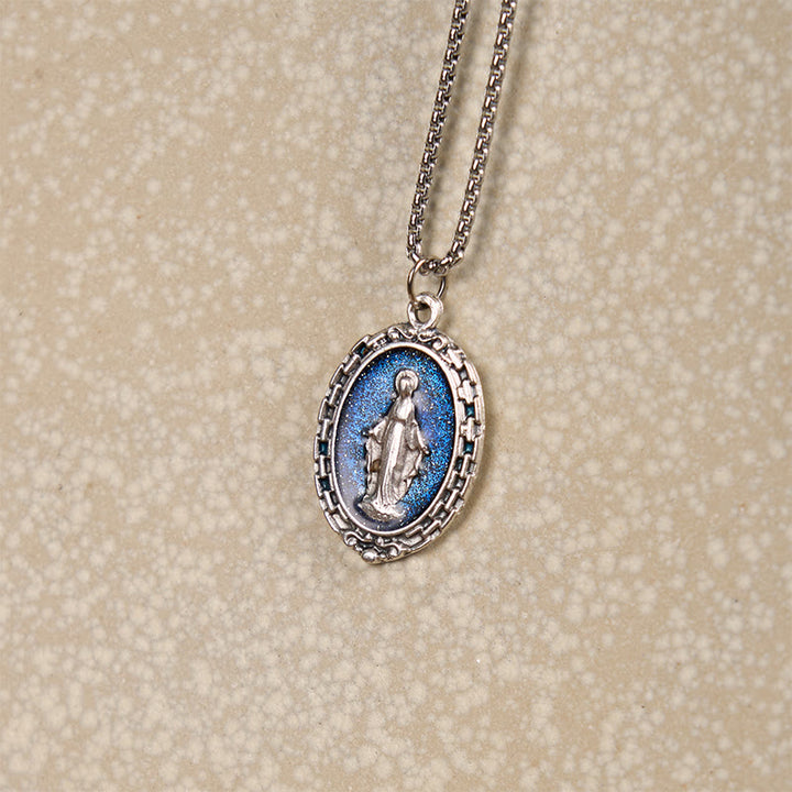 Christianartworkshop Classic Style Crafted Holy Miraculous Medal Enamel Relief Pendant Necklace - image 3