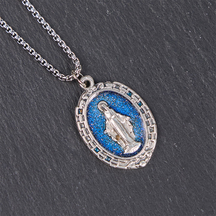 Christianartworkshop Classic Style Crafted Holy Miraculous Medal Enamel Relief Pendant Necklace - image 6