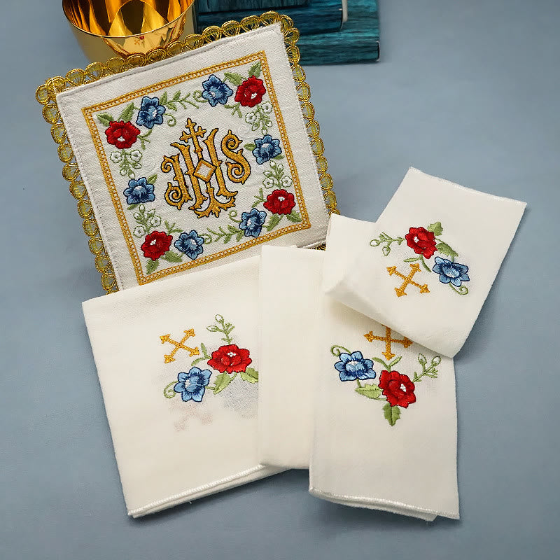 Christianartworkshop Classic Style Sacred IHS Floral Devotion Altar Linen Set - Jesus - image 1
