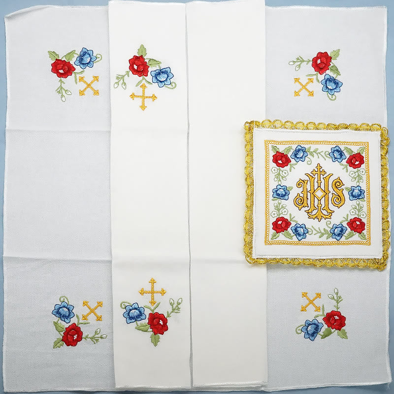 Christianartworkshop Classic Style Sacred IHS Floral Devotion Altar Linen Set - image 5