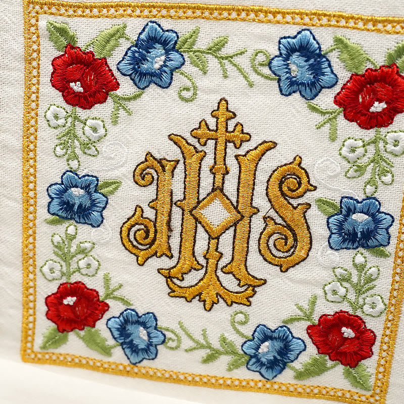 Christianartworkshop Classic Style Sacred IHS Floral Devotion Altar Linen Set - image 9
