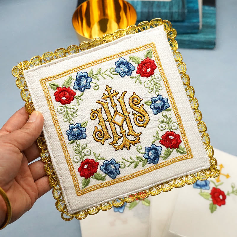 Christianartworkshop Classic Style Sacred IHS Floral Devotion Altar Linen Set - image 8