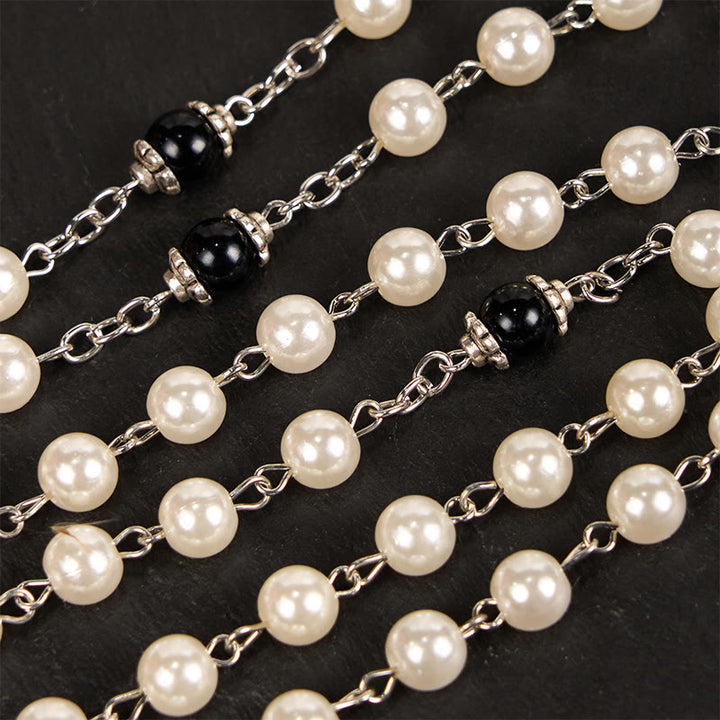 Christianartworkshop Immaculate Heart of Mary & Crucifix of 8 mm Round White Acrylic Alloy Chain Rosary - image 5