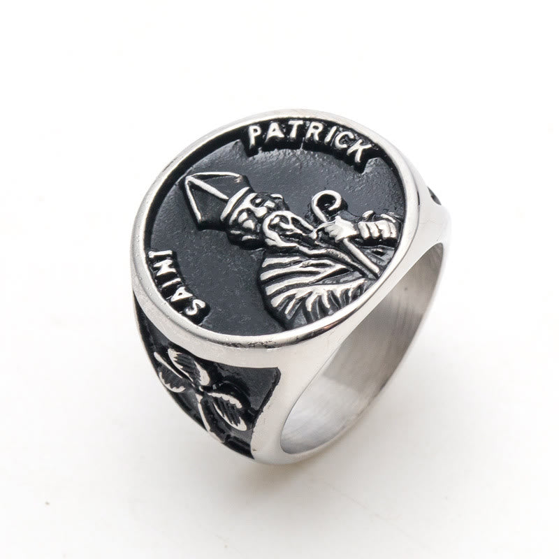 Christianartworkshop Classic Style Saint Patrick Stainless Steel Ring - Silver - US14 - image 2
