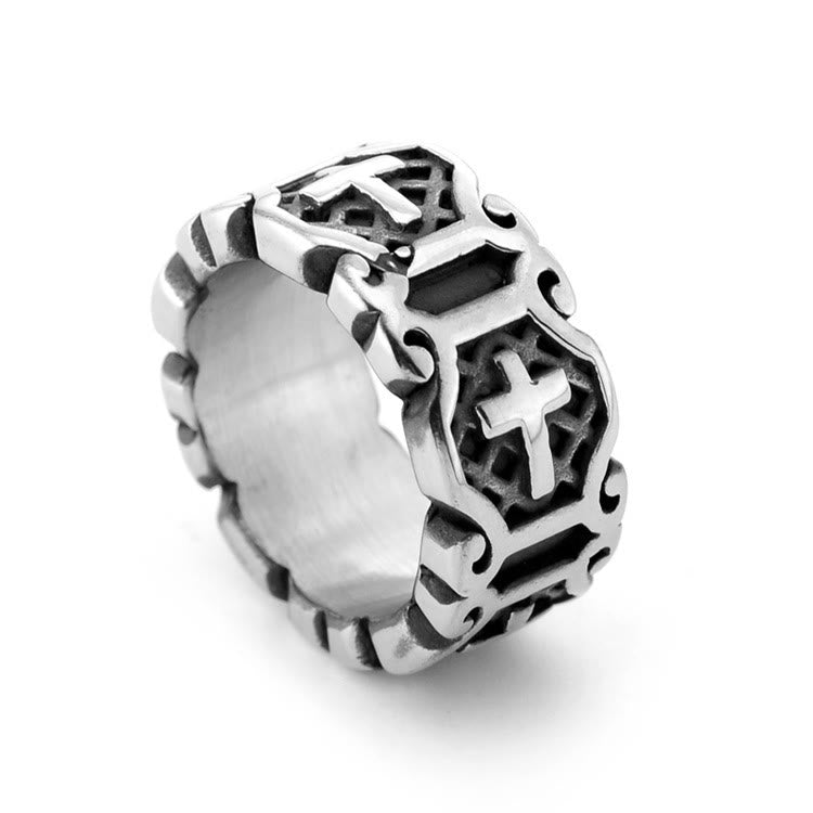 Christianartworkshop Modern Style Sacred Cross Elegant Pattern Ring - Silver - US13 - image 2