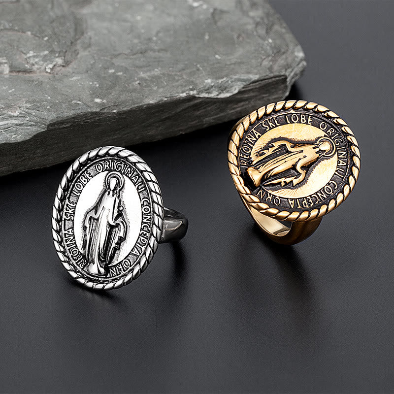 Christianartworkshop Classic Style Virgin Mary Medallion Blessing Ring - image 1