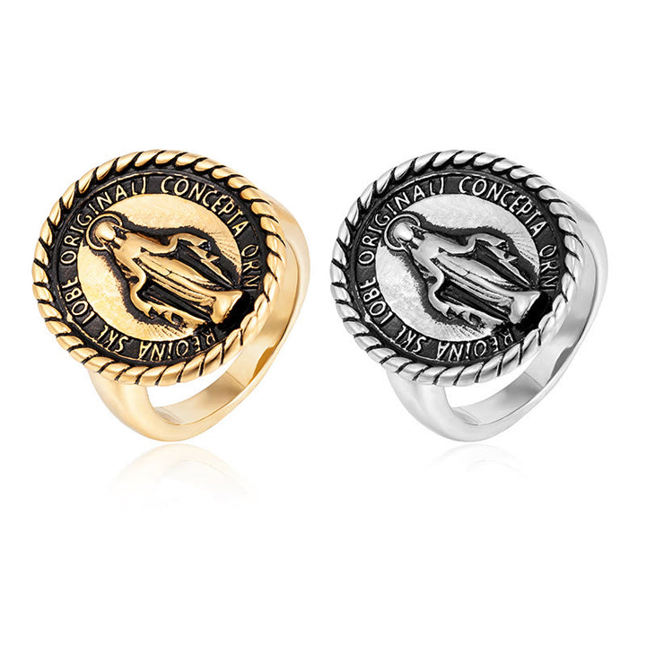 Christianartworkshop Classic Style Virgin Mary Medallion Blessing Ring - image 6