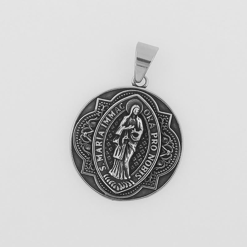 Christianartworkshop Retro Style Our Lady Virgin Marry Pattern Round Pendant Necklace - image 3