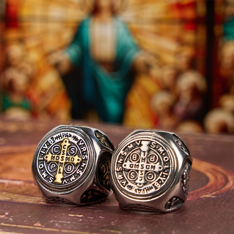 Christianartworkshop Classic Style St. Benedict Cross Divine Faith Ring - image 1
