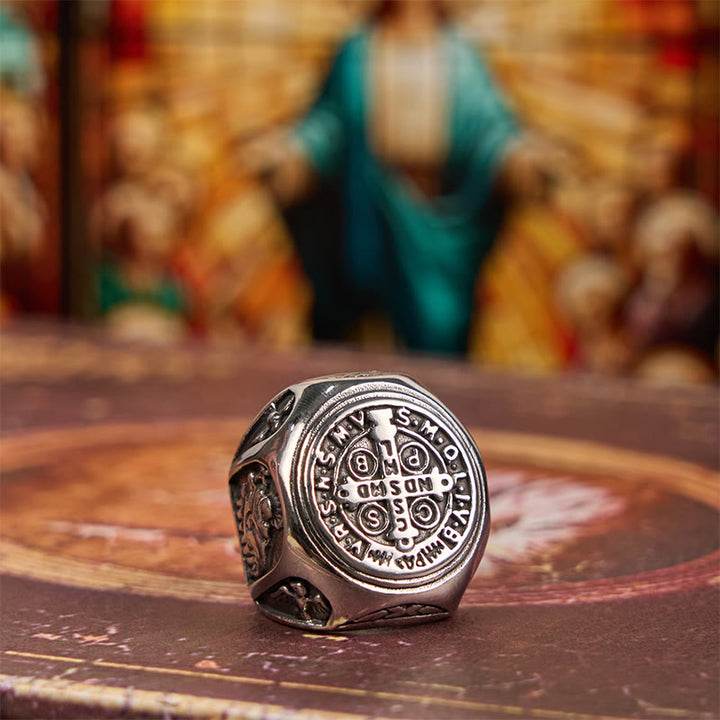 Christianartworkshop Classic Style St. Benedict Cross Divine Faith Ring - image 5